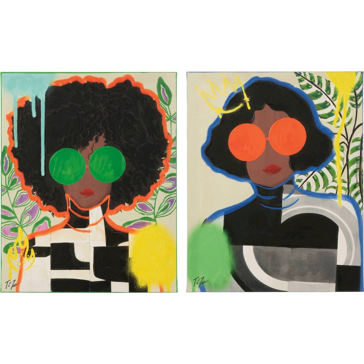 Décoration murale femme pop art, Lot de 2 multicolore, RECOLLECTION