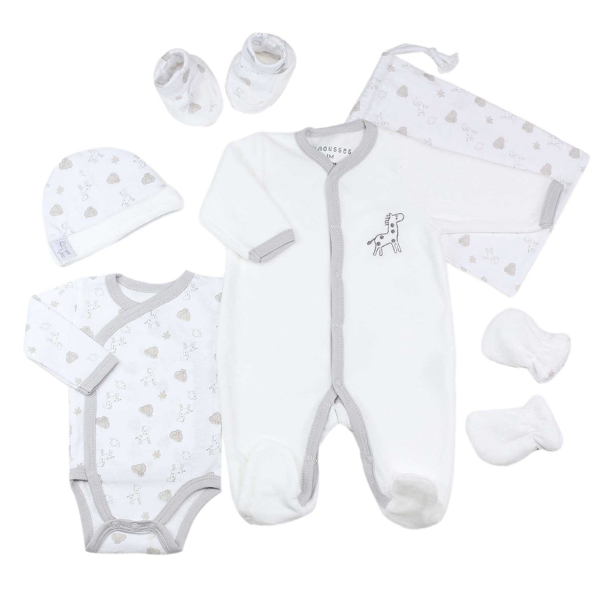 Kit naissance - OEKO-TEX® STANDARD 100 - Jungle (6 pièces) blanco, TROIS KILOS SEPT