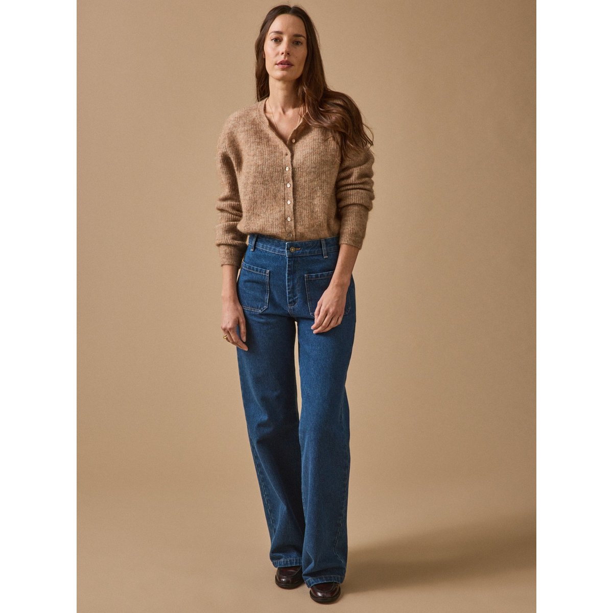 Gilet avec laine et mohair camel, CYRILLUS