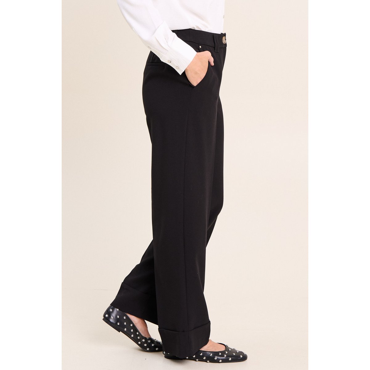 Pantalon taille haute fluide noir, BREAL