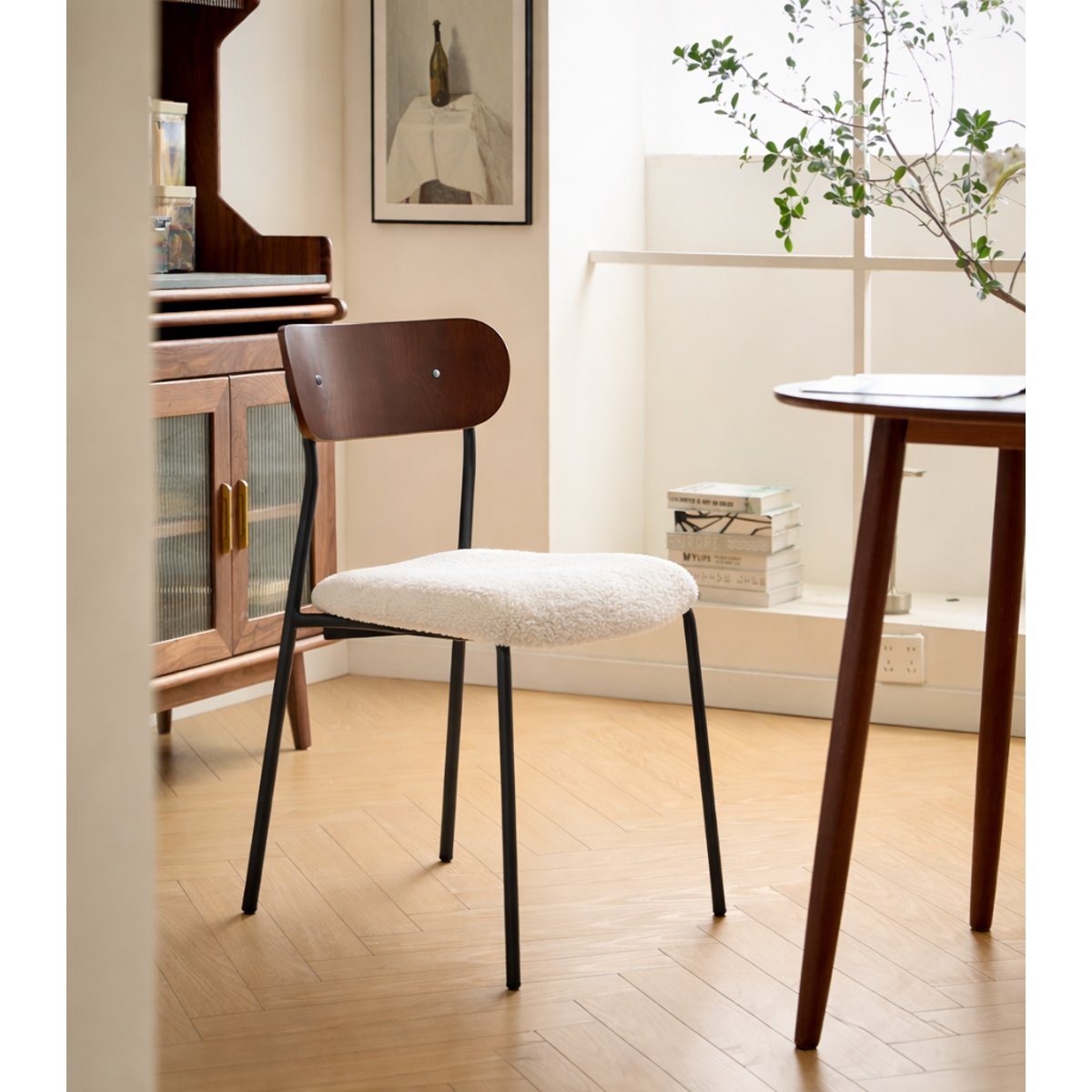 Lot de 2 chaises métal et bouclette, LINCOLN blanc cassé, NORDLYS