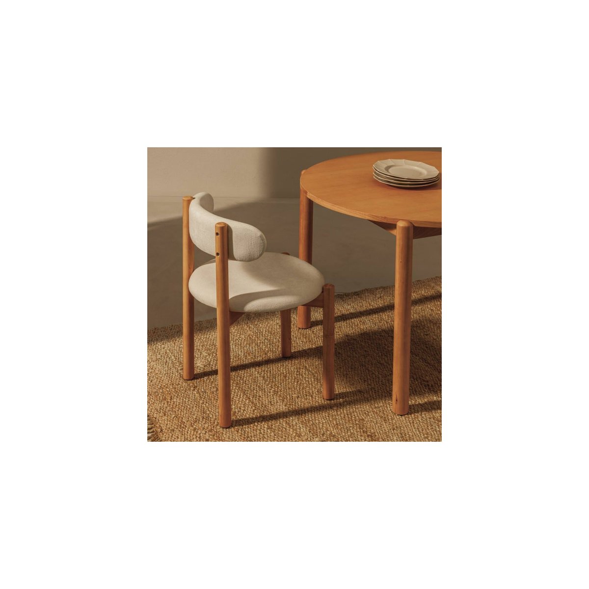 Chaise de salle à manger en bois YANG crème et bois naturel, RECOLLECTION