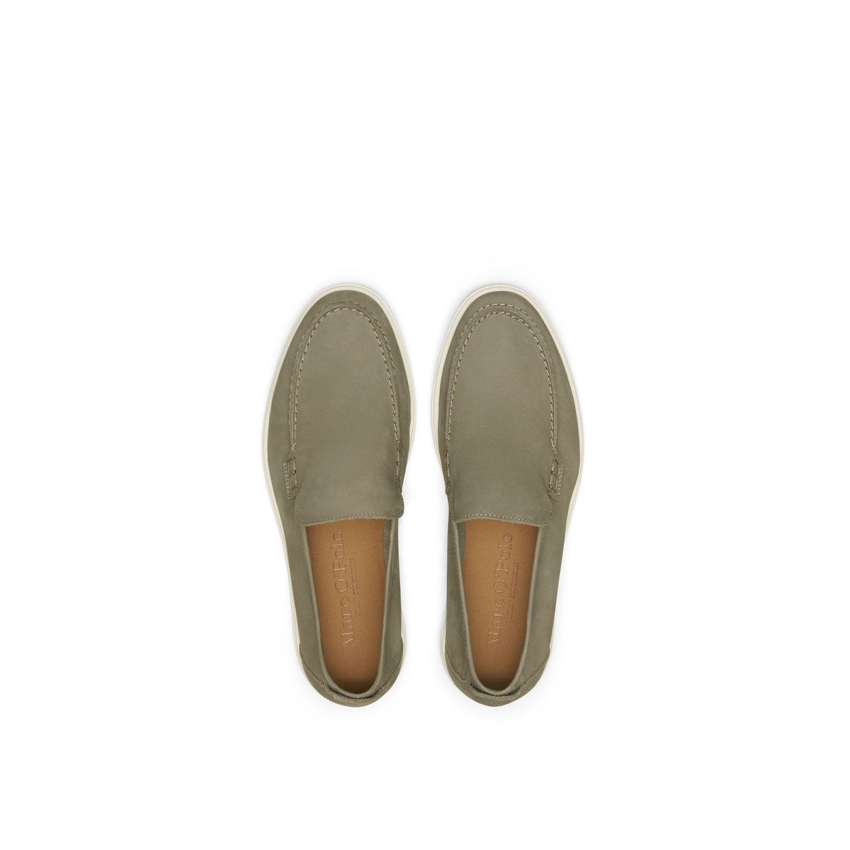 Slip-on-loafer en cuir nubuck souple marron clair, MARC O'POLO