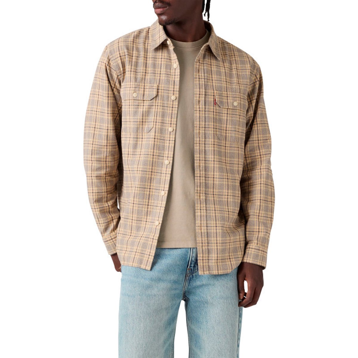 Chemise en coton beige à carreaux pourvue d'une coupe droite beige, LEVI'S