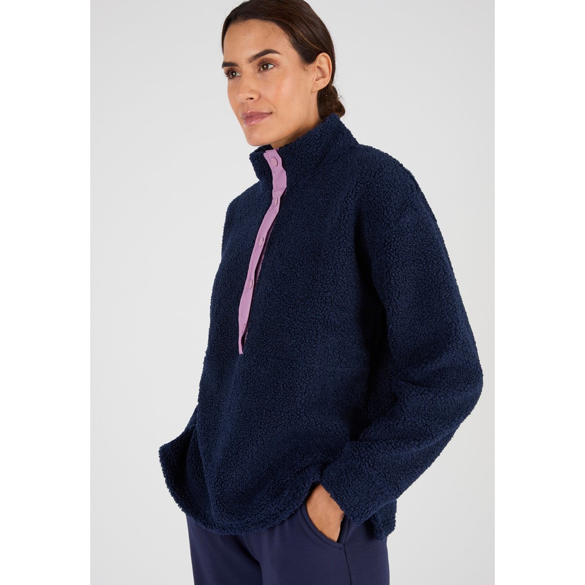 Sweat-shirt Thermolactyl maille polaire bleu marine, DAMART