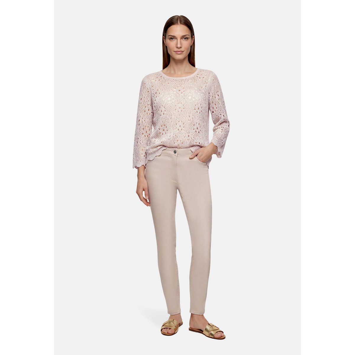 Pull-over en maille à manches 3/4 gris, BETTY BARCLAY