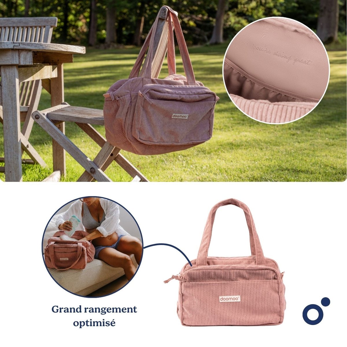 Sac à langer grande capacité doux et stylé rose, BABYMOOV