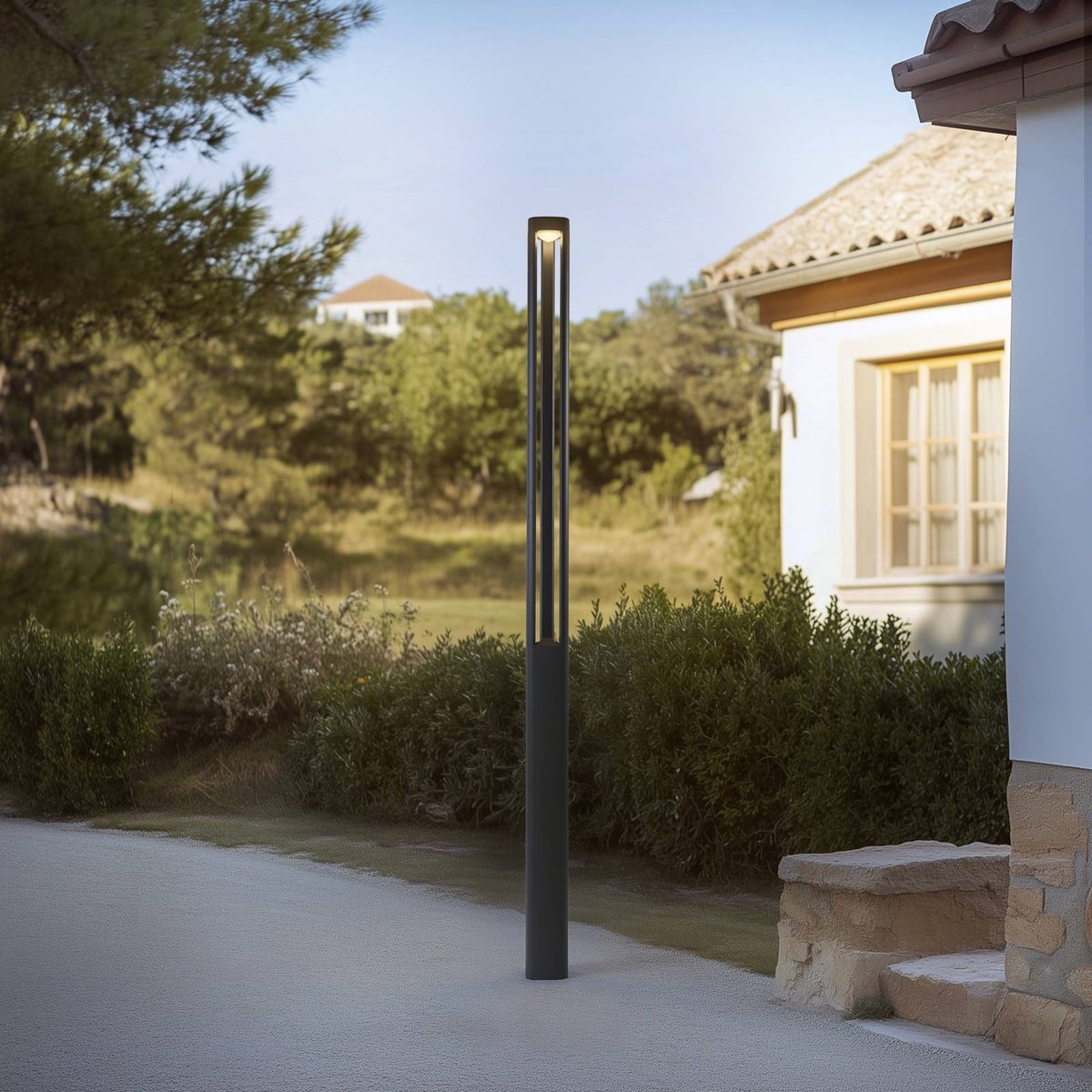 Lampadaire extérieur en aluminium moderneLED anthracite, LUCANDE