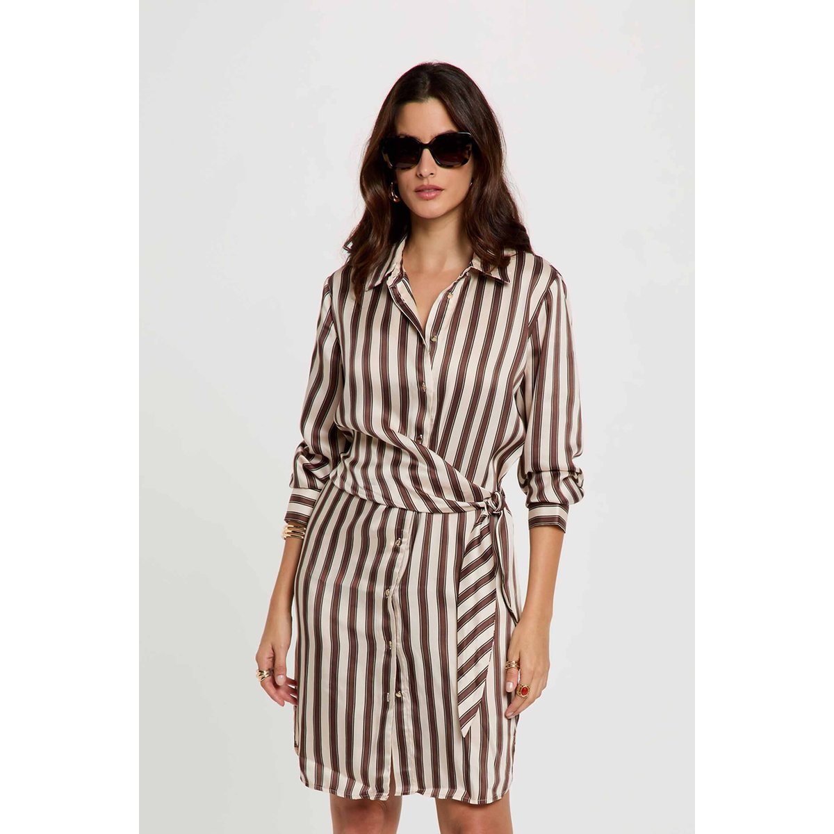Robe chemise rayée multicolore, MORGAN