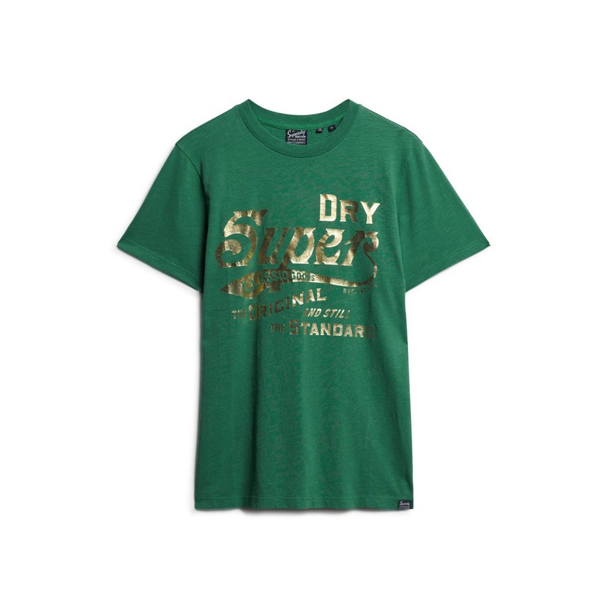 T-shirt Workwear à motif métallisé vert pinède flammé, SUPERDRY