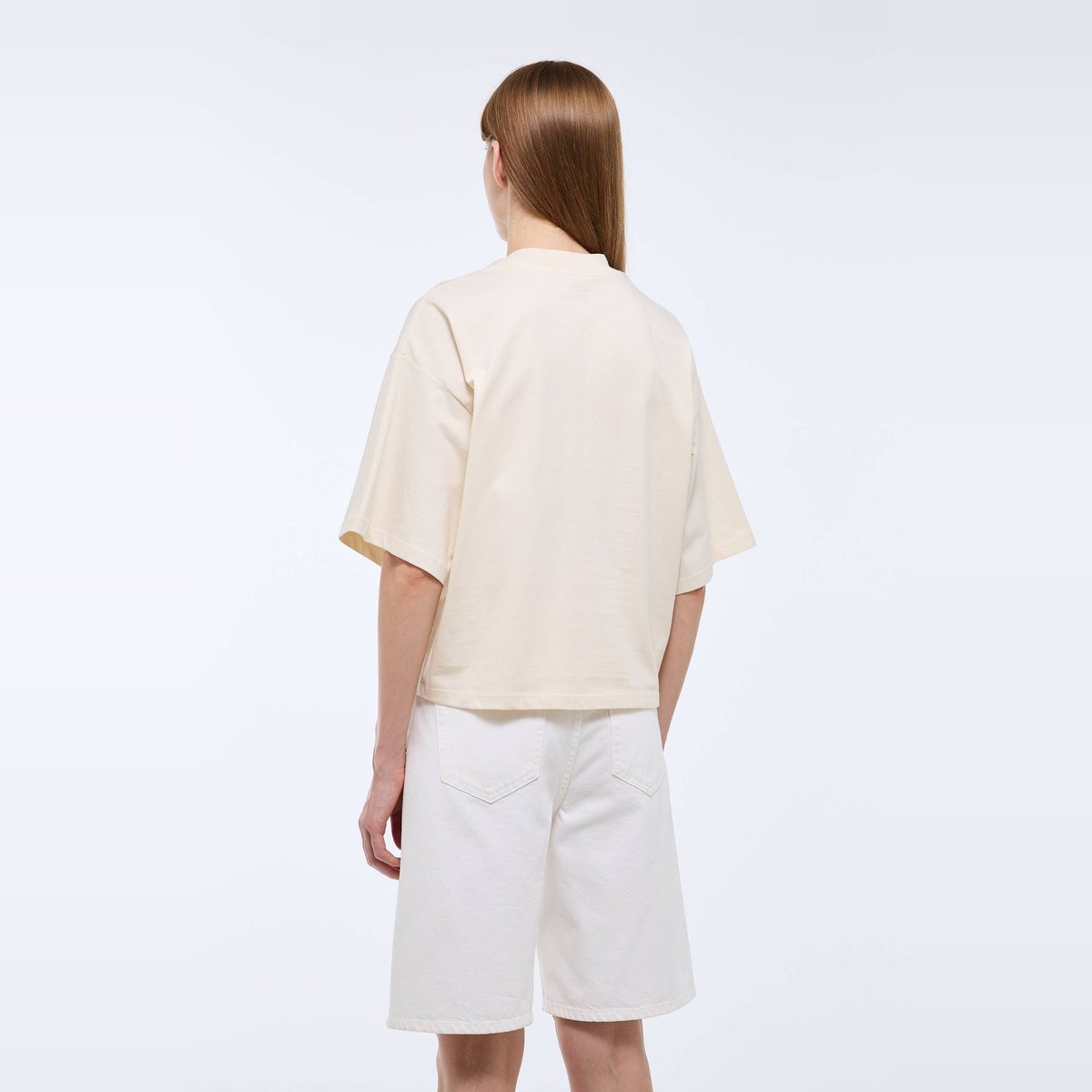 T-shirt à manches courtes avec broderie placée en coton BIO GOTS butter cream, MONOPRIX