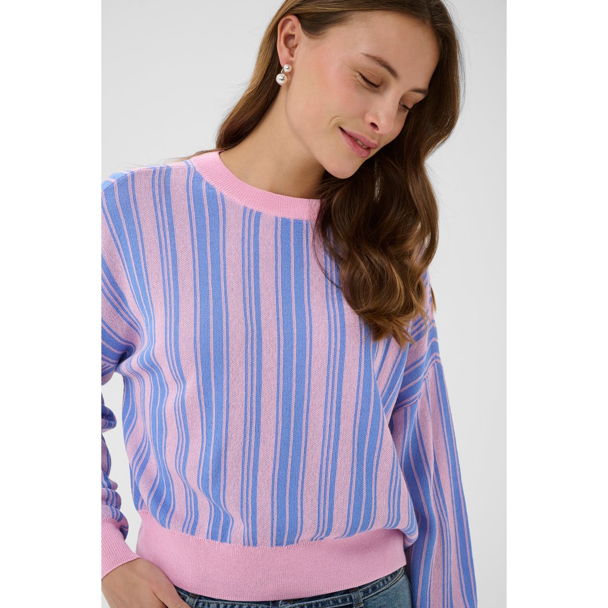 Pullover tricoté rose bleu begonia pink/nautical blue, CULTURE