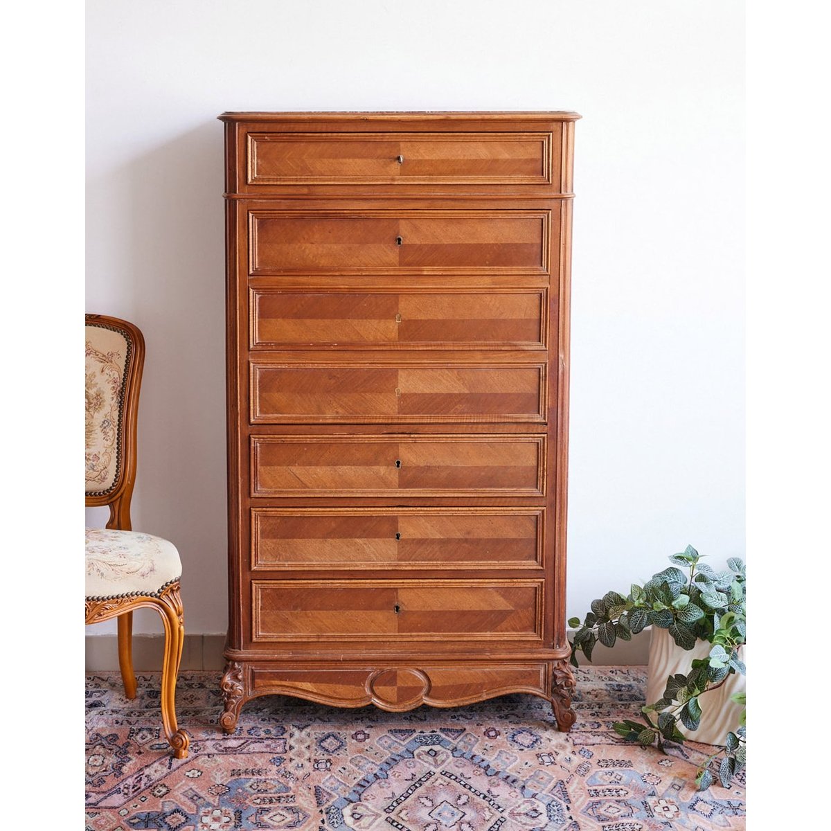 Secrétaire en marqueterie Honoré N°194 - Bon état bois clair, DEBONGOUT