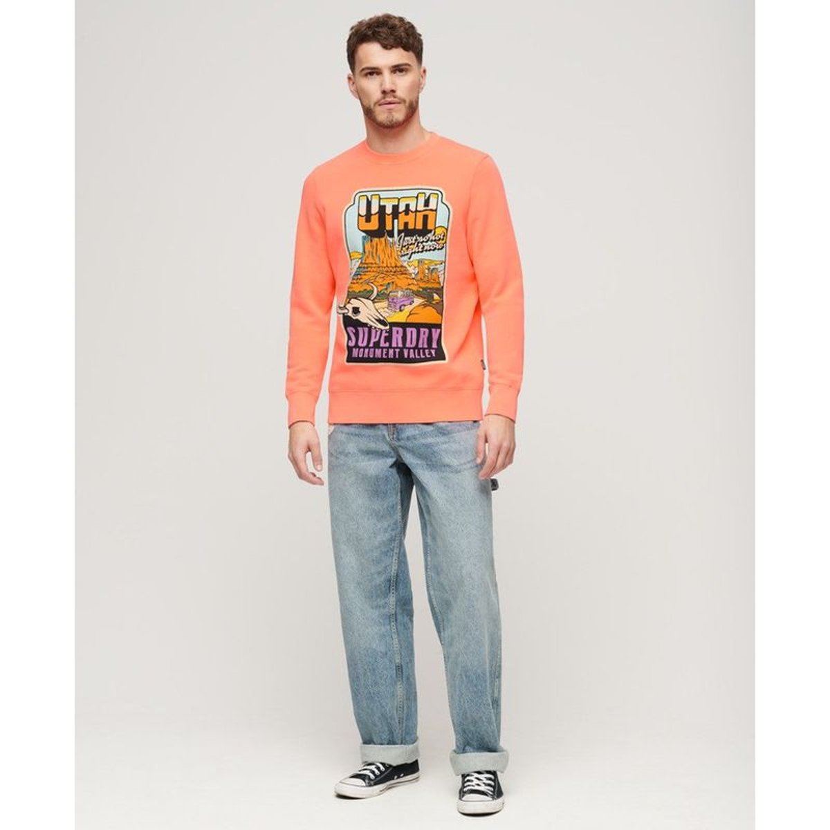 Sweat ample fluo Travel orange sunblast, SUPERDRY