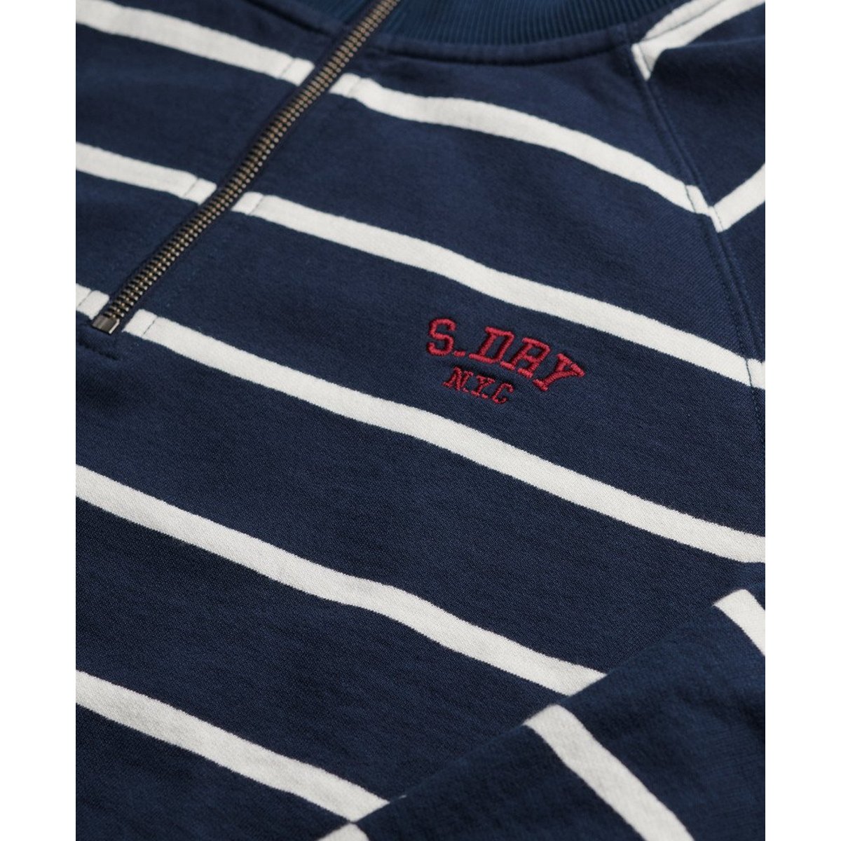 Sweatshirt Demi-Zip Athletic Essentials à Rayures bleu marine rayé, SUPERDRY