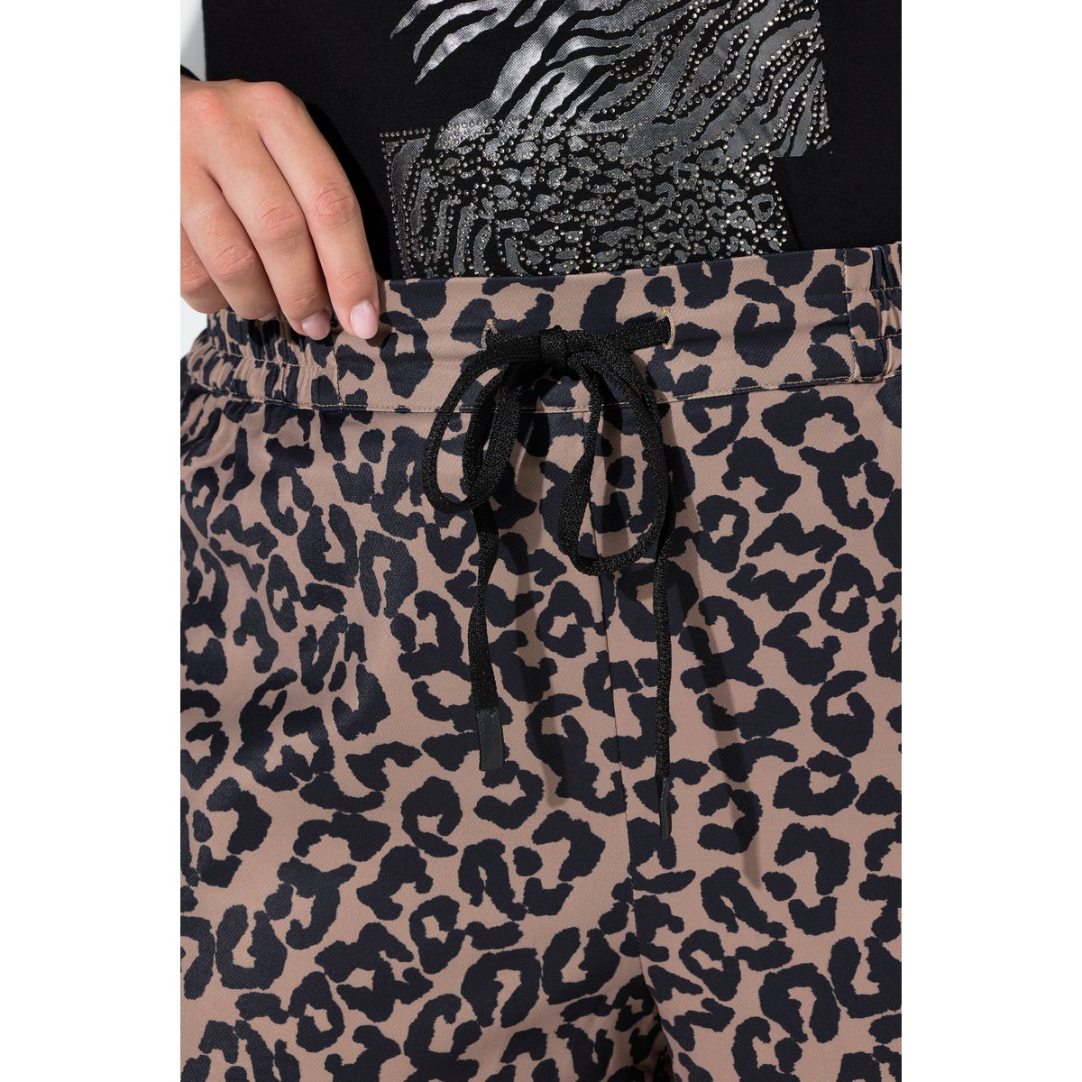 Pantalon Mary motif léopard nougat clair, ULLA POPKEN