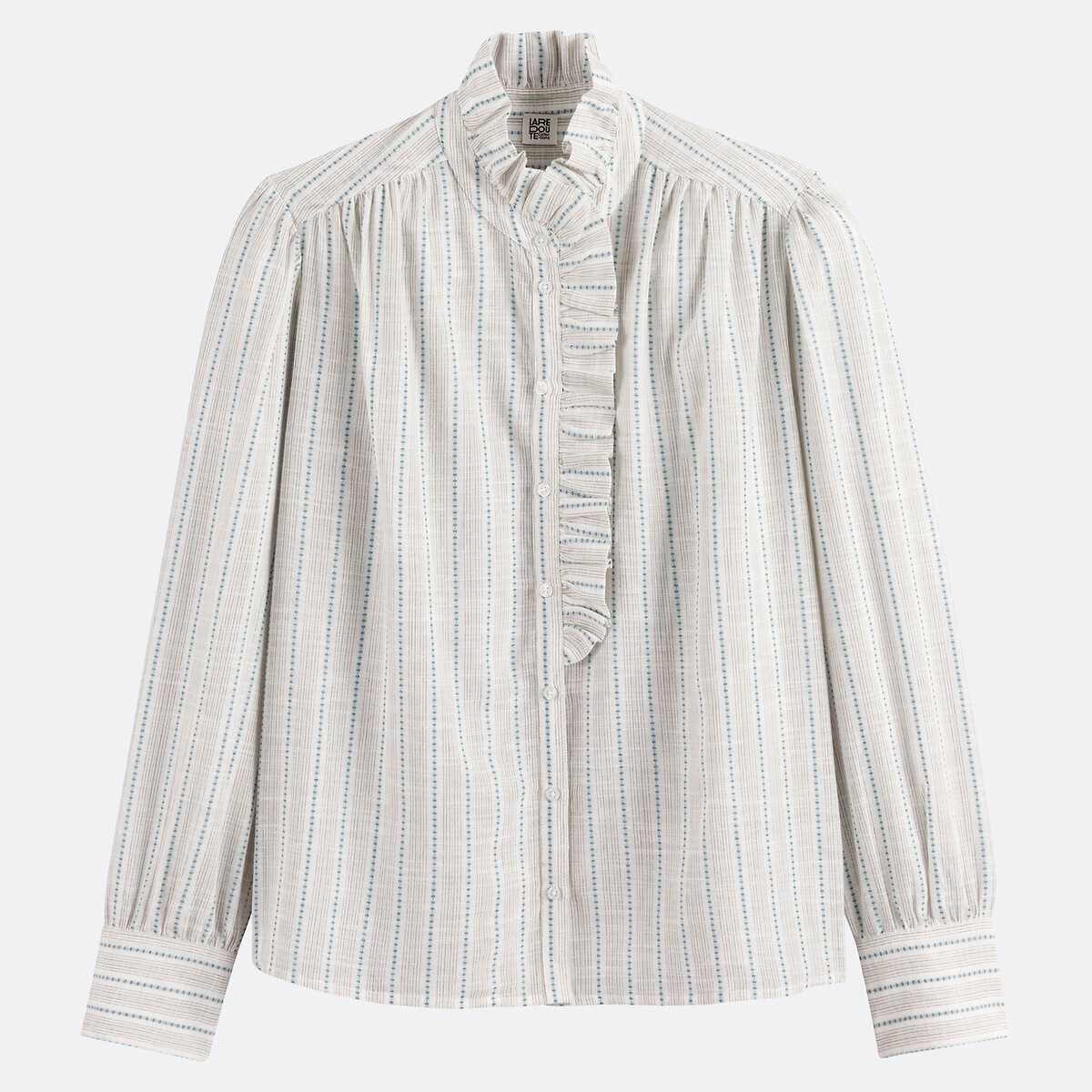 Signatures Charlene Striped Shirt with Victorian Collar pale blue / white stripe, LA REDOUTE COLLECTIONS