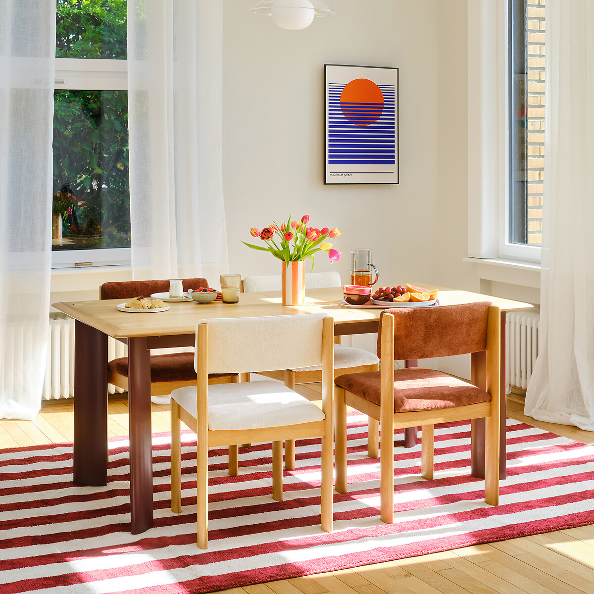 Tapis rayé, RAYA bordeaux, LA REDOUTE INTERIEURS