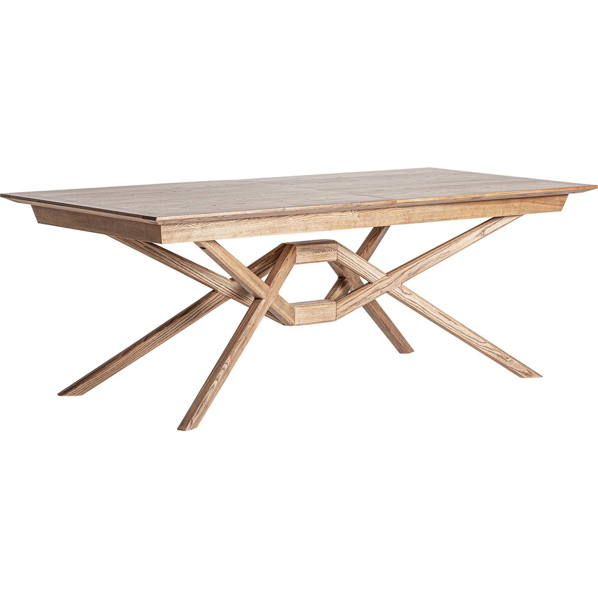 Table à rallonge en frêne finition mate brun clair effet bois naturel, RECOLLECTION