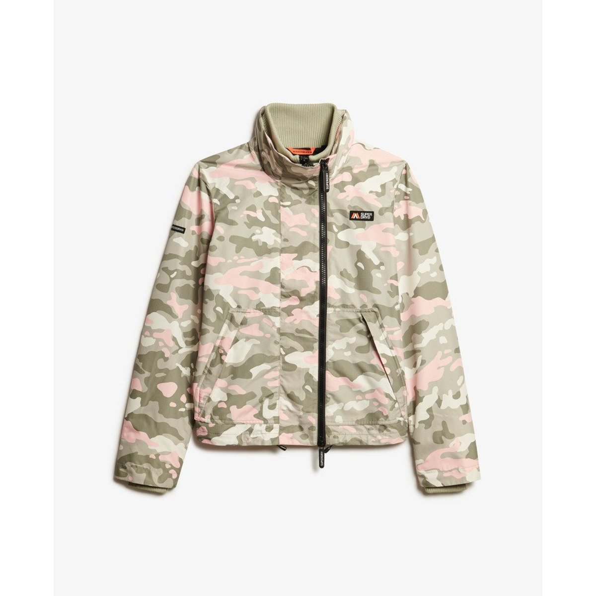 Veste Mountain Windbreaker vert algue rose camouflage, SUPERDRY