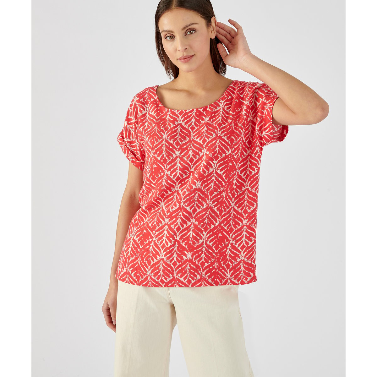 Top imprimé ethnique rouge feu, DAMART