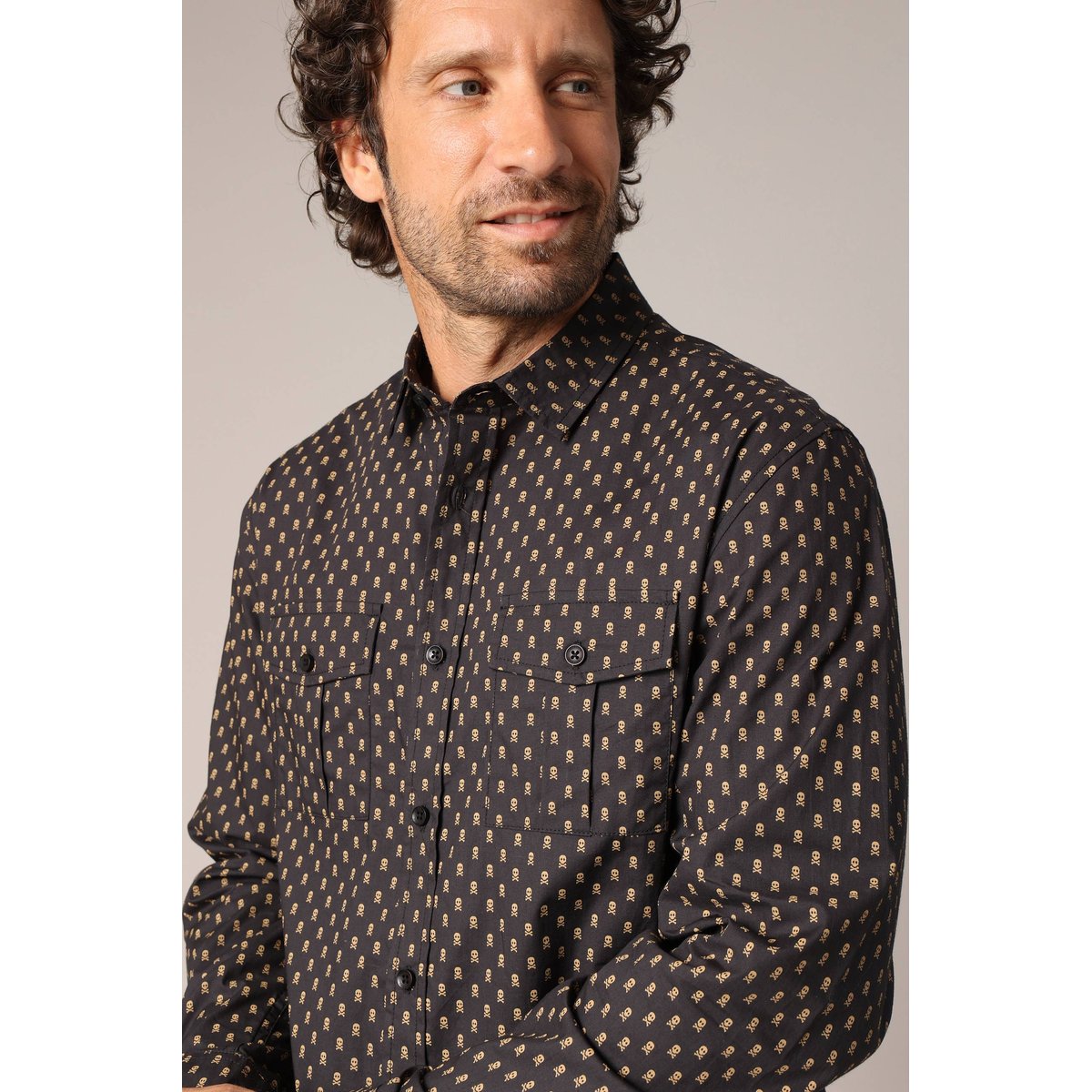 Chemise imprimée en 100% coton LATHI black, DEELUXE