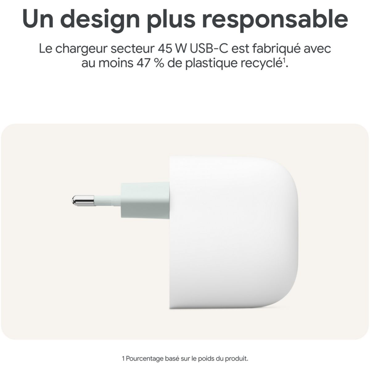 Chargeur USB-C 45W Blanc couleur unique, GOOGLE
