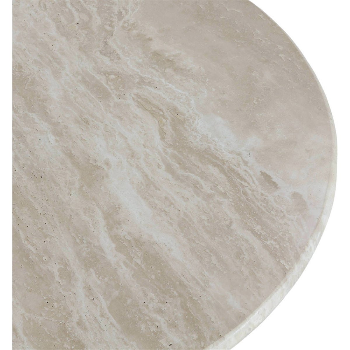 Table basse ronde, Marbre travertin et frêne noir et crème, RECOLLECTION