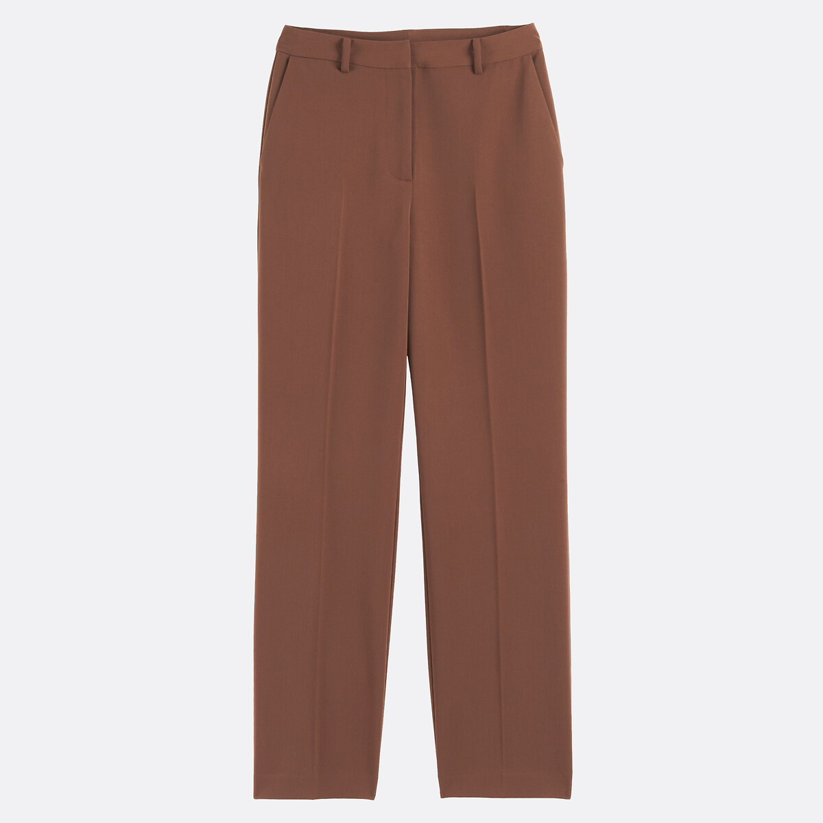 Pantalón recto de poliviscosa marrón, LA REDOUTE COLLECTIONS