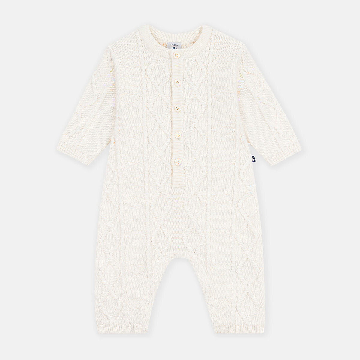 Tutina lunga in maglia ecru , PETIT BATEAU