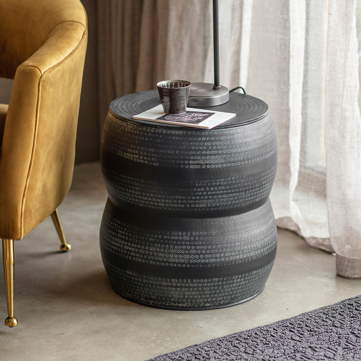 Sikar Boho Embossed Side Table grey, SO'HOME