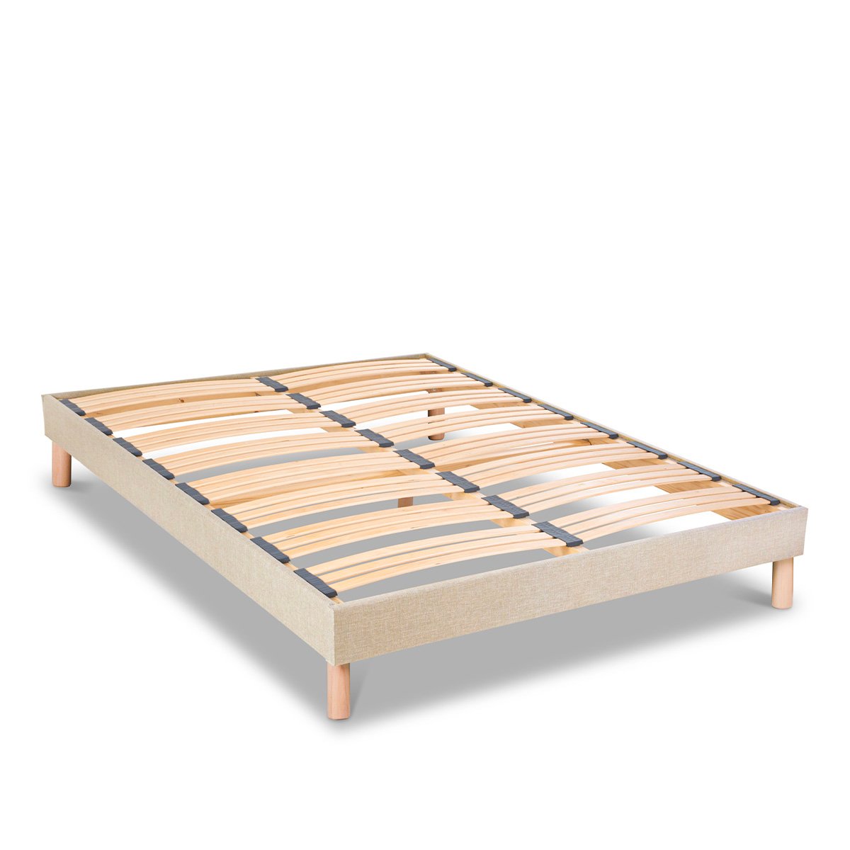 Pack Prélude 2.0 140x200 cm Matelas Latex 100% Naturel + Sommier Bois + Accessoires beige, BELLECOUR