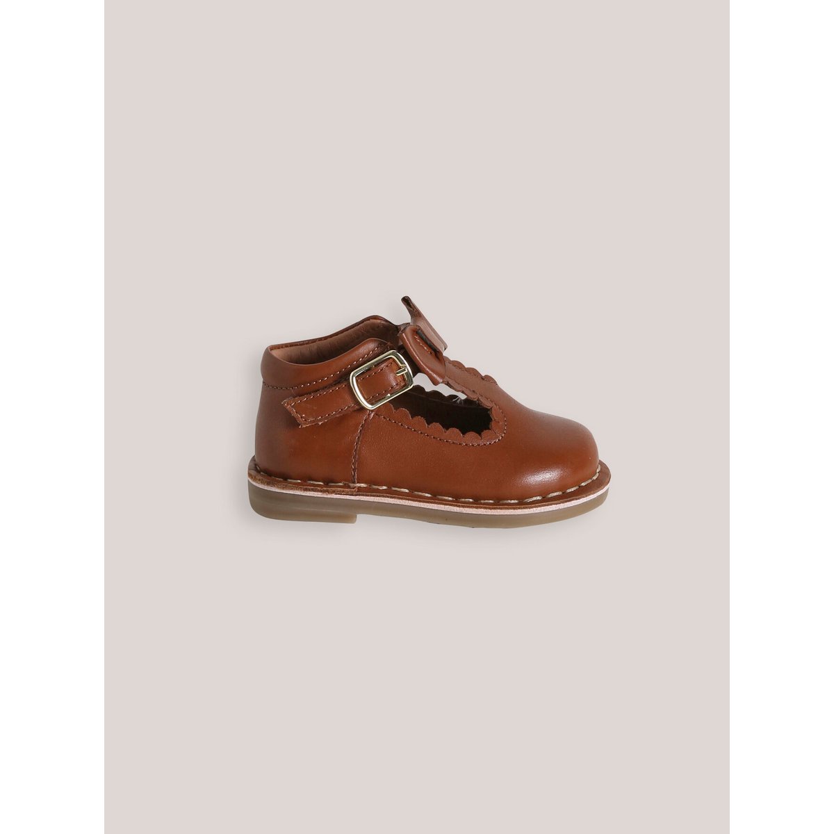 Salomés avec noeud en cuir cognac, CYRILLUS