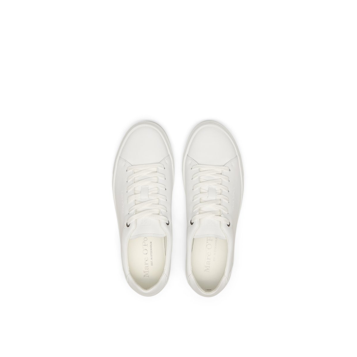 Baskets à semelles cuvette Modèle Alf en cuir de bœuf nappa noble blanc, MARC O'POLO
