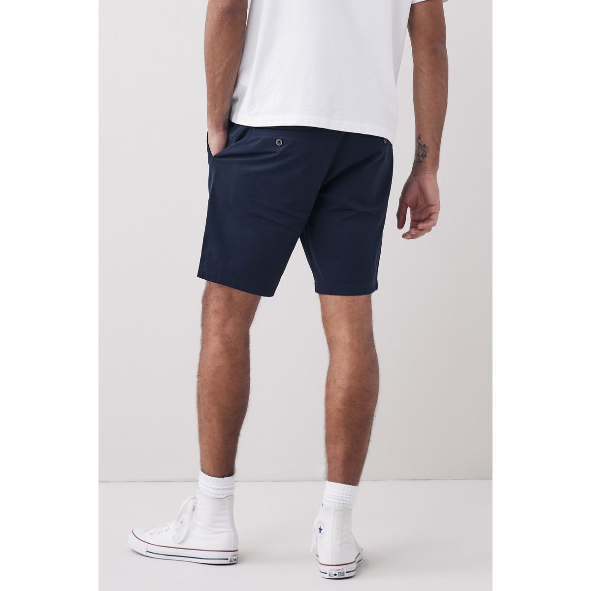 Short Chino Droit Stretch bleu/gris, NEXT