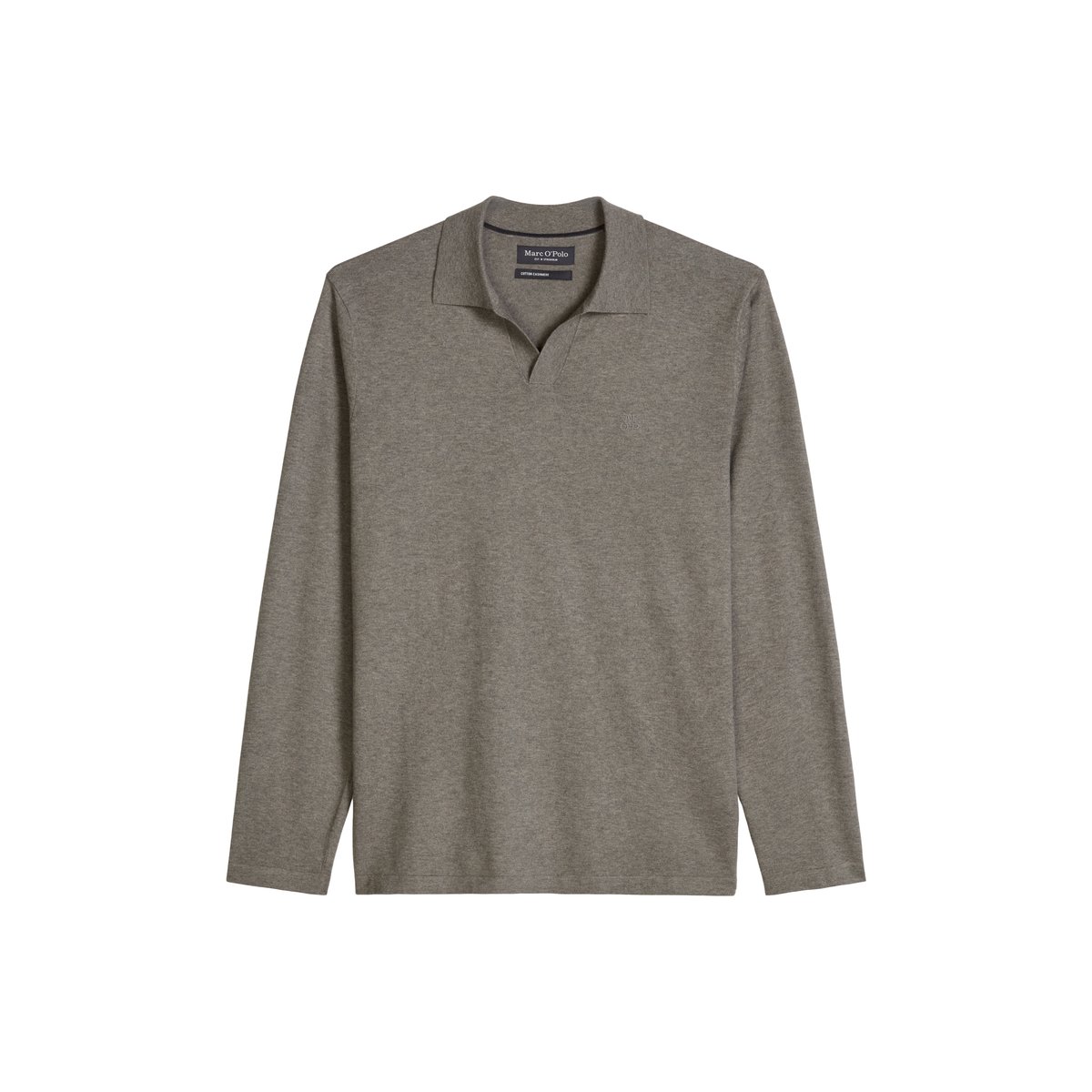 Polo en tricot régulier en mélange de coton et de cachemire bio gris, MARC O'POLO