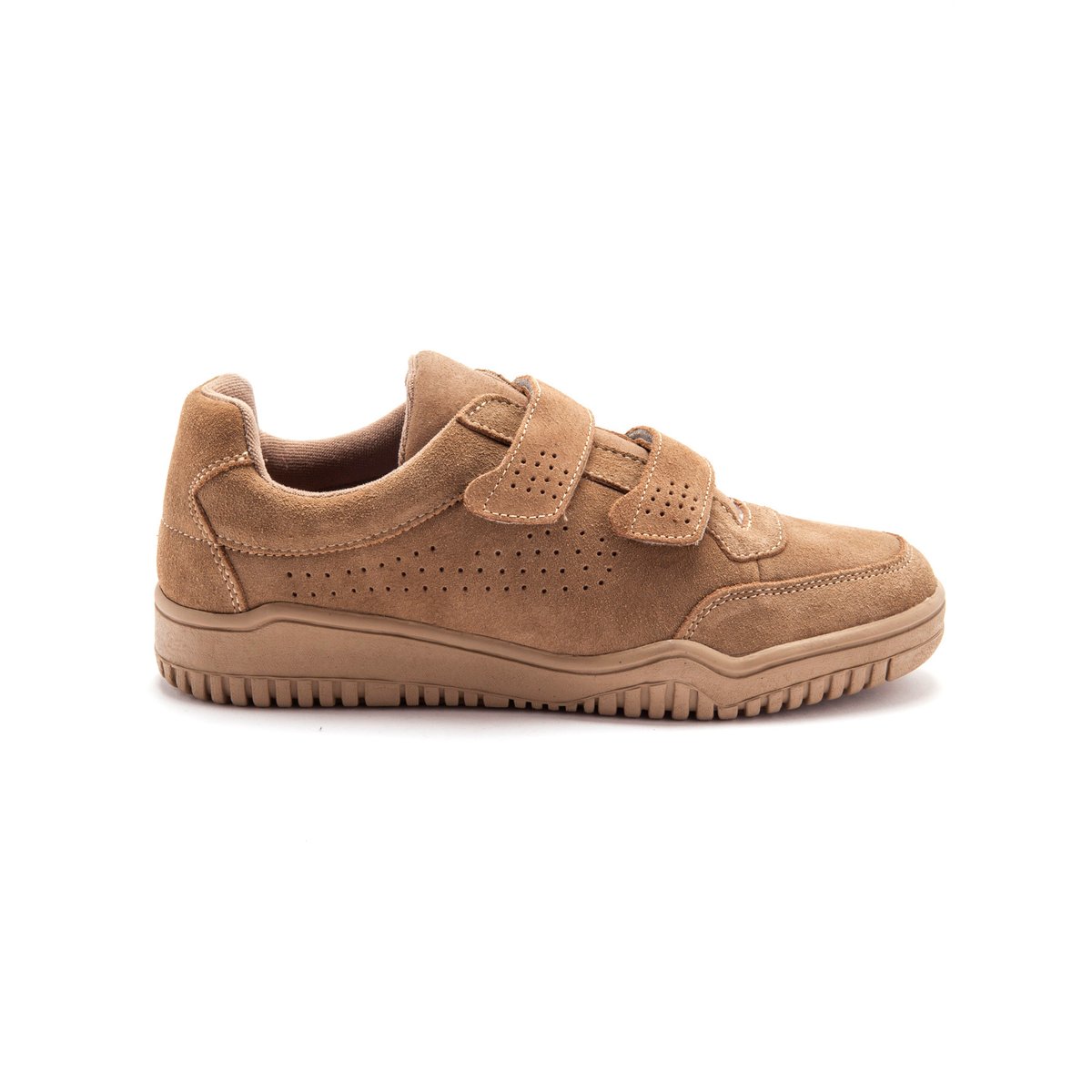 Chaussures cuir à scratch extra-larges camel, PEDICONFORT
