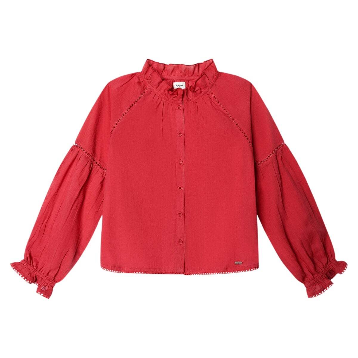 Blouse Fluide Avec Dentelles rouge rugby, PEPE JEANS