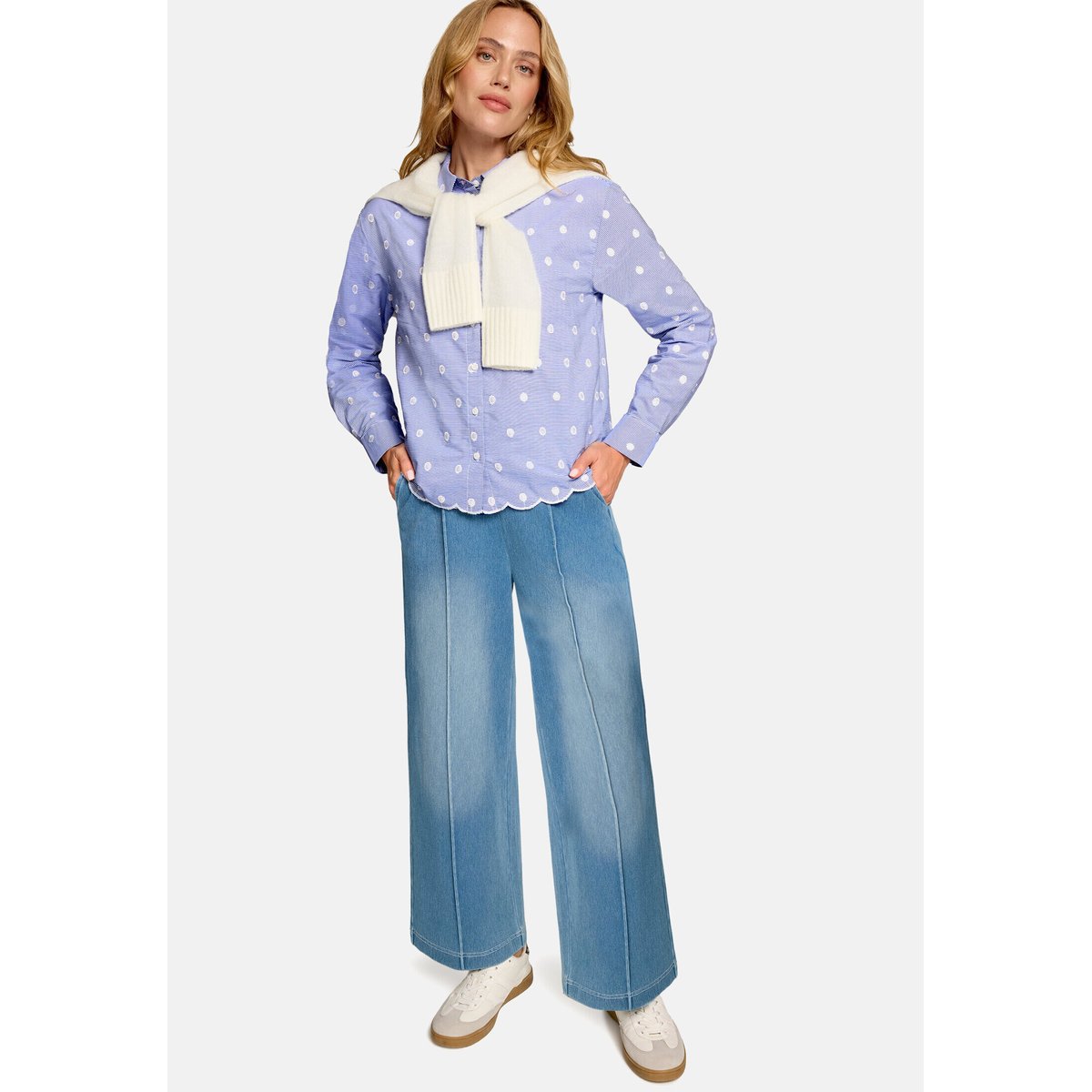 Blouse mit streifen und stickerei bluewhite, ZERO