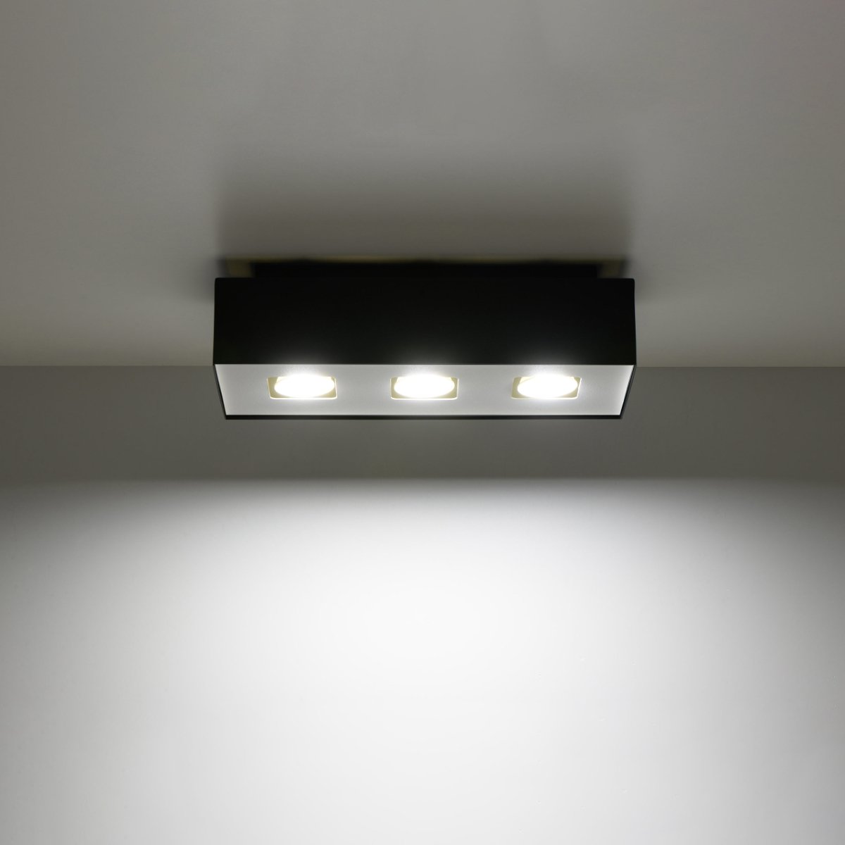 Plafonnier Acier Noir/Blanc GU10 3 Mono noir, EDEN