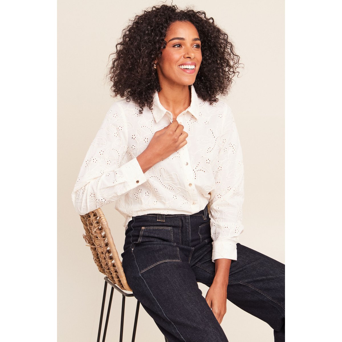 Chemise droite manches longues ecru, BREAL