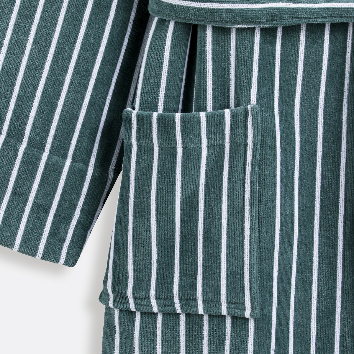 Peignoir capuche éponge velours rayures 450g Bagno vert/blanc, LA REDOUTE INTERIEURS