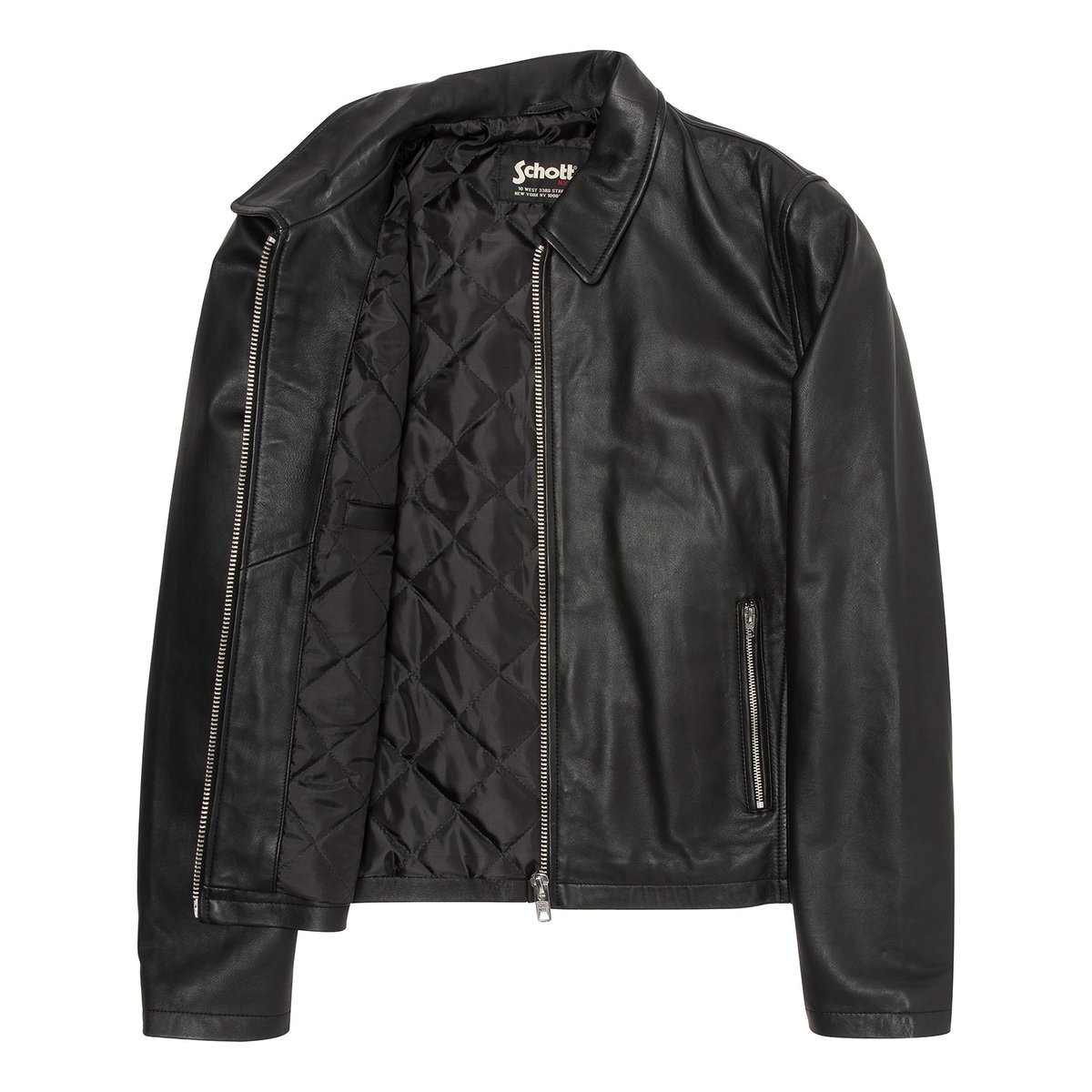 Blouson casual, cuir d'agneau noir, SCHOTT