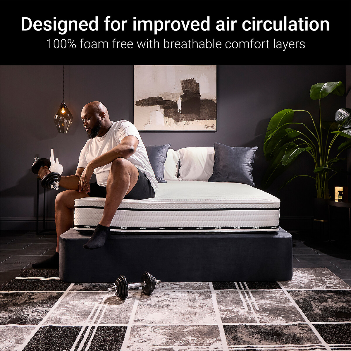 Jay-Be® Flex Ultra-Firm 1200 Pocket Sprung Mattress white/black, JAY-BE