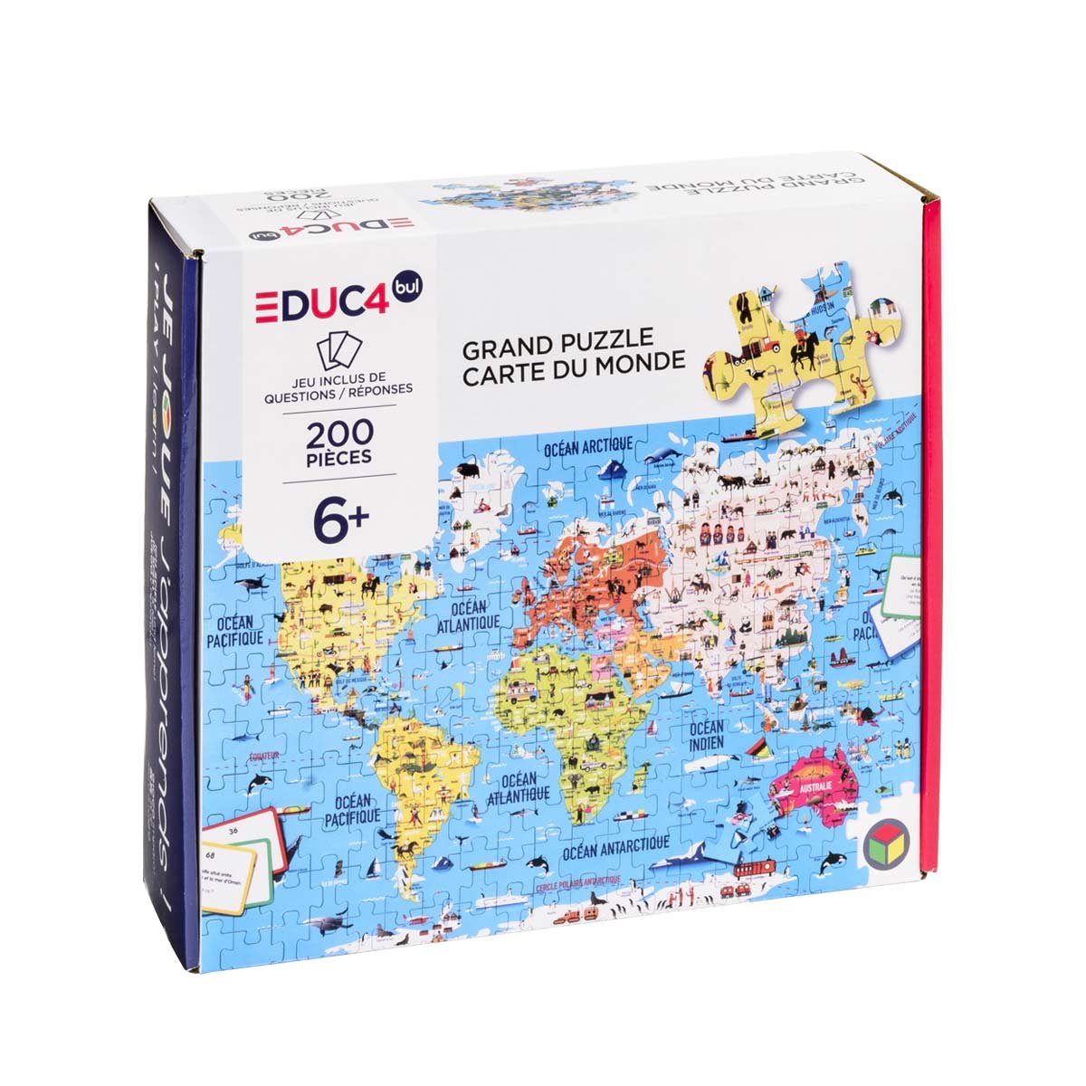 Puzzle du monde 200 pièces blanc, OXYBUL