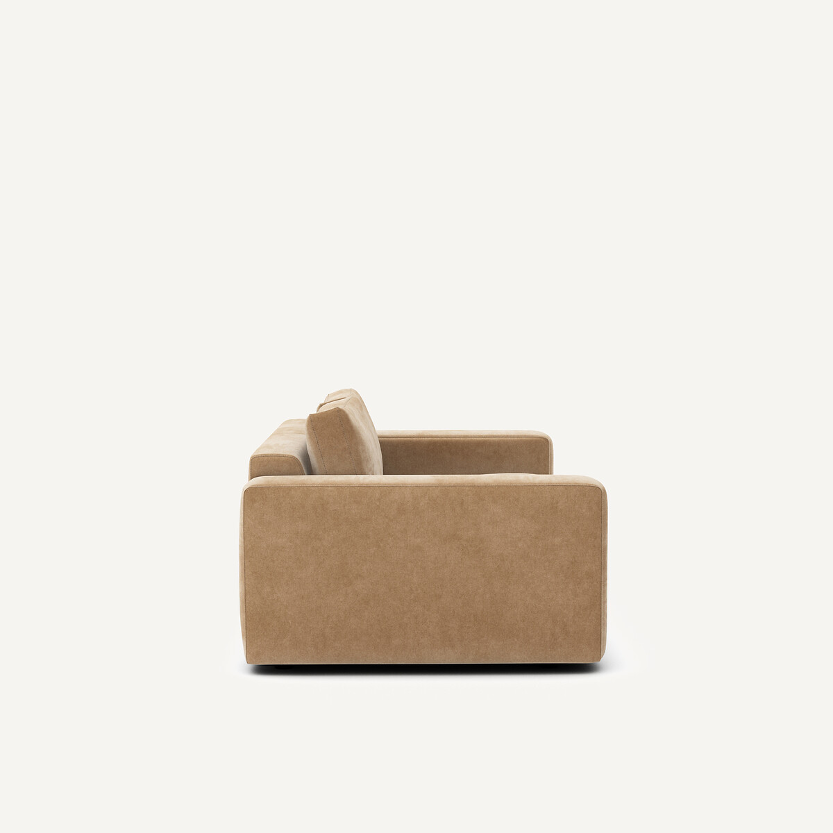 Canapé 3 places compact en velours stonewashed, SKANDER ficelle, AM.PM
