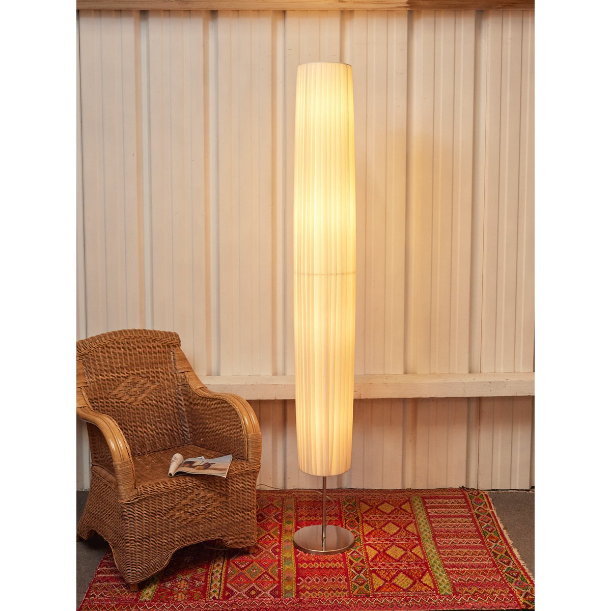 Lampadaire en tissu plié Julien N°390 - Bon état gris, DEBONGOUT