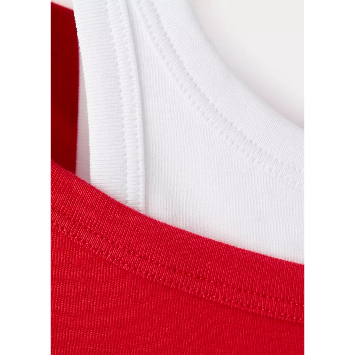 T-shirt combiné bicolore rouge, MANGO