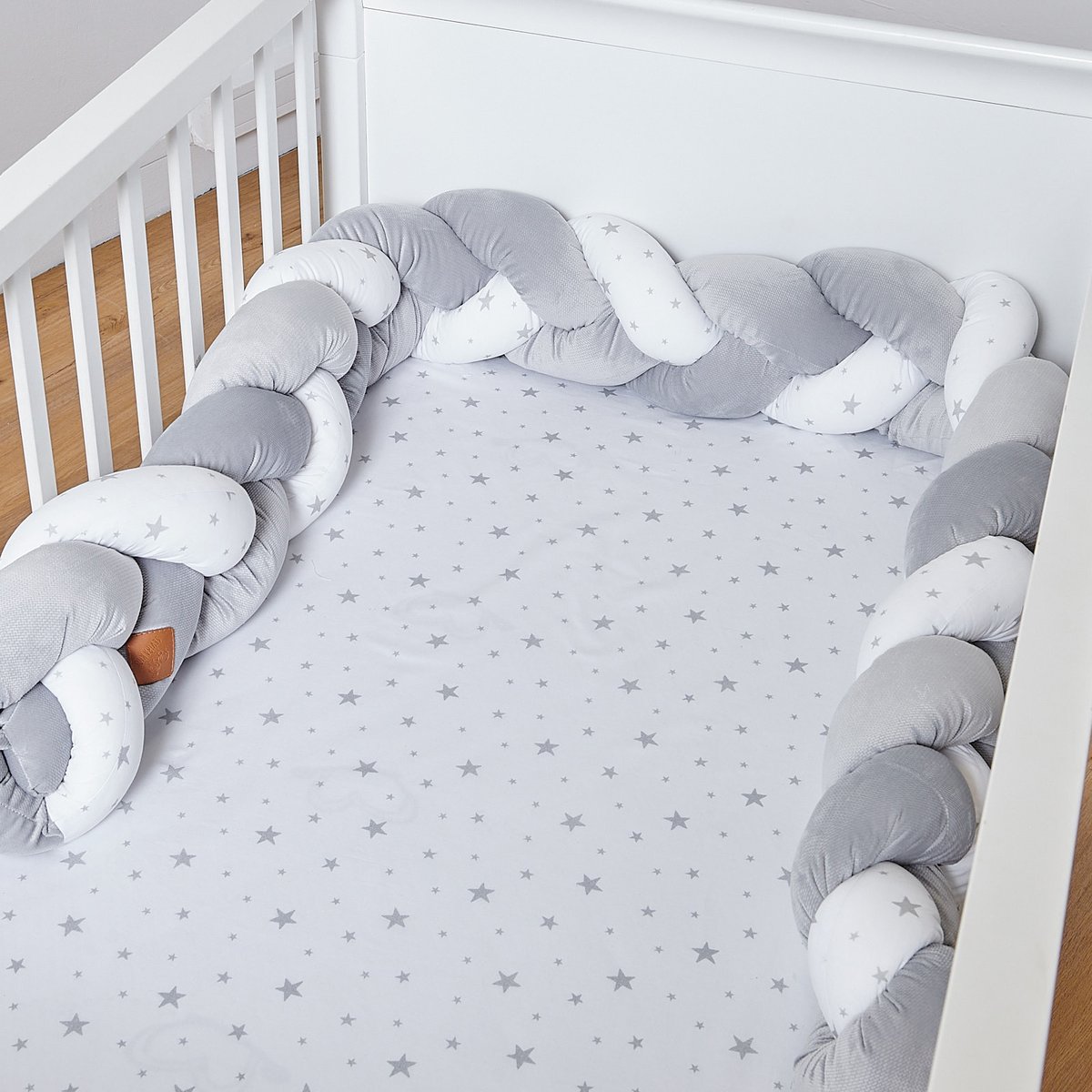 Tresse de lit universelle, tour de lit STELLA gris, SEVIRA KIDS