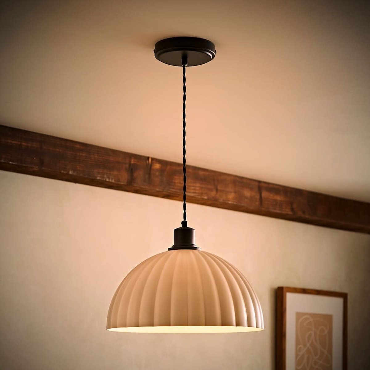 Baylor Ribbed Dome Pendant Light black, SO'HOME